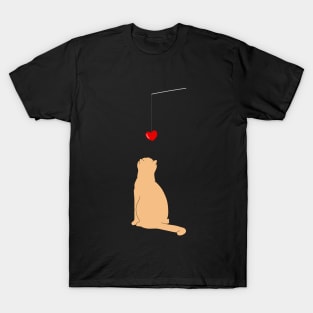 Cute Cat Looking At Pendant Heart T-Shirt